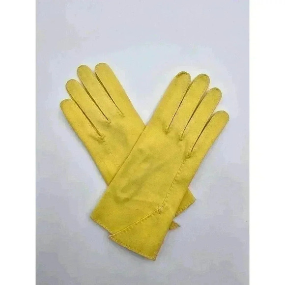 Vtg Wear Right Women's Size 6.5 Yellow Suede Gloves - Picture 1 of 6